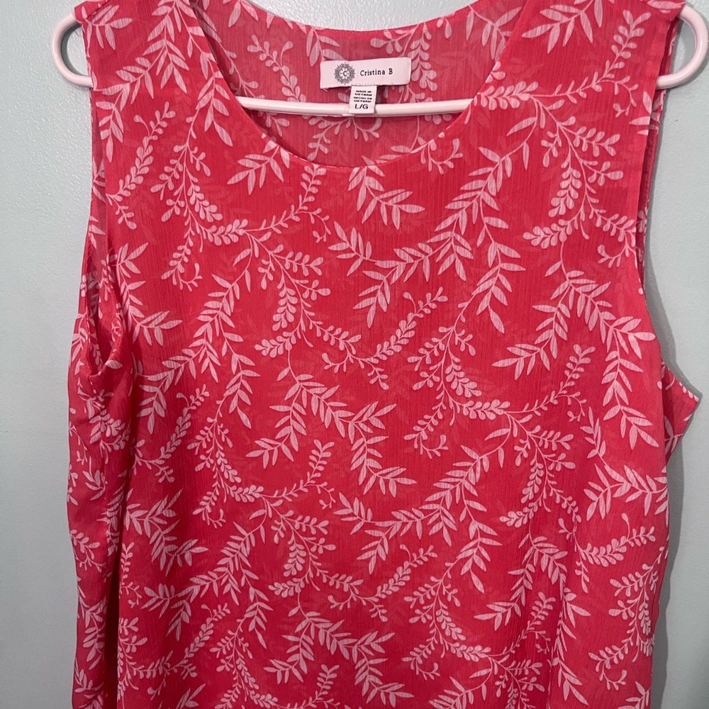 Cristina B Pink Leaf Print Blouse - Picture 4 of 7